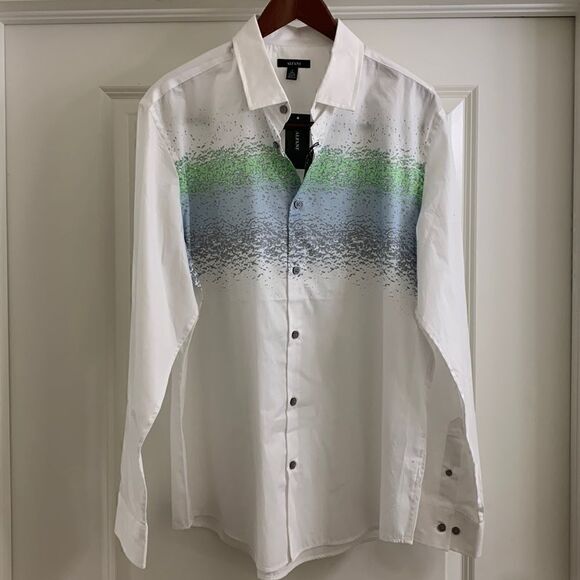 ALFANI,  NWT,long sleeve dress shirt, large, 100% cotton, stretchy material - Picture 1 of 10